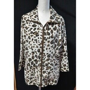 Additions by CHICOS Animal print pattern Lightweight  Zipper Jacket Size 1 (Med)